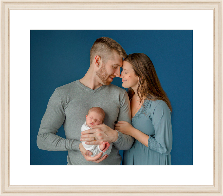 Newborn and family photo with a nice frame